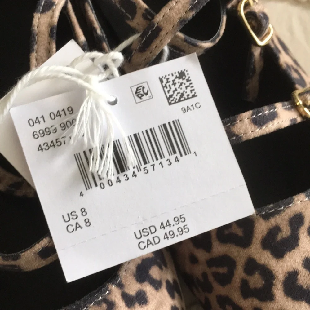 American Eagle Outfitters Leopard-Print Buckled Ankle Flats - Tan & Black 8